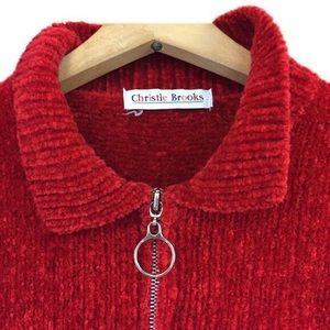 Christie Brooks chenille zip up cardigan